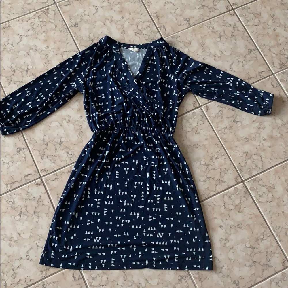 Navy and White Maison Jules Long Sleeve Dress